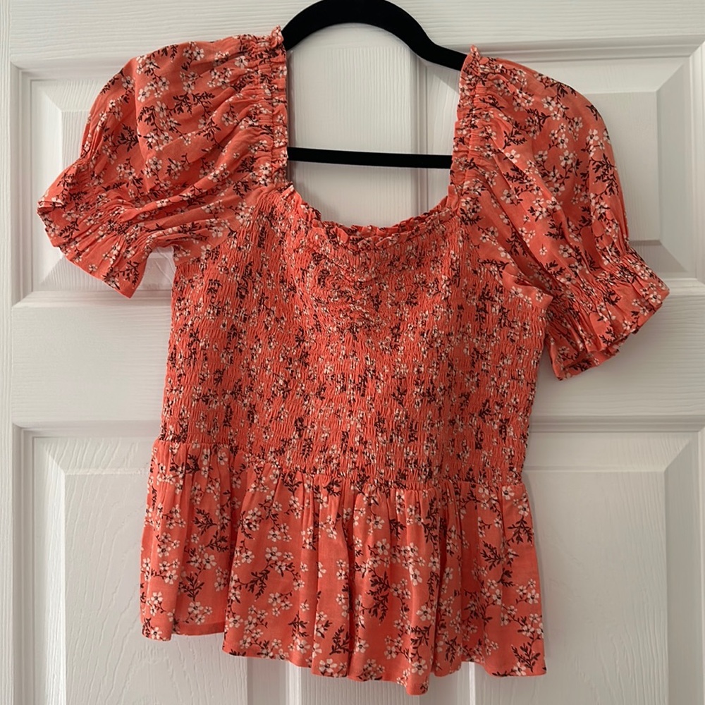 Floral Coral Top